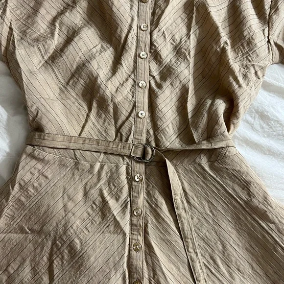 Apostrophe Shift Knee Length Striped Button-Up Dress - Picture 5 of 6